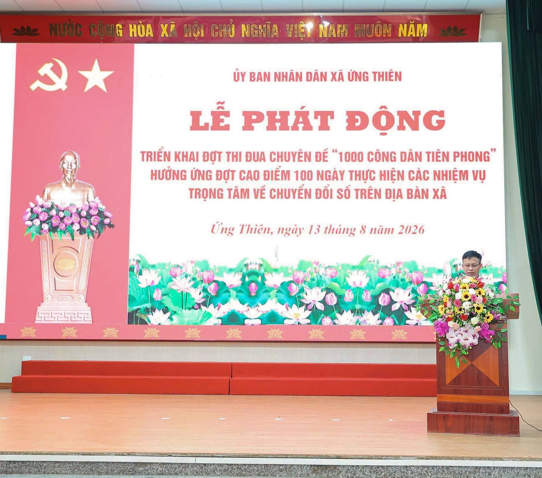 Xã Ứng Thiên phát động đợt thi đua chuyên đề “1.000 Công dân số tiên phong”, đưa kỹ năng số lan tỏa đến từng thôn