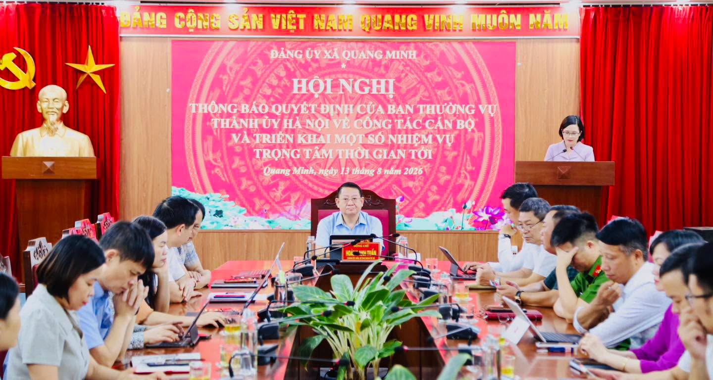 Xã Quang Minh thông báo quyết định điều động, phân công Bí thư Đảng uỷ xã, tạo động lực mới thực hiện thắng lợi nhiệm vụ chính trị