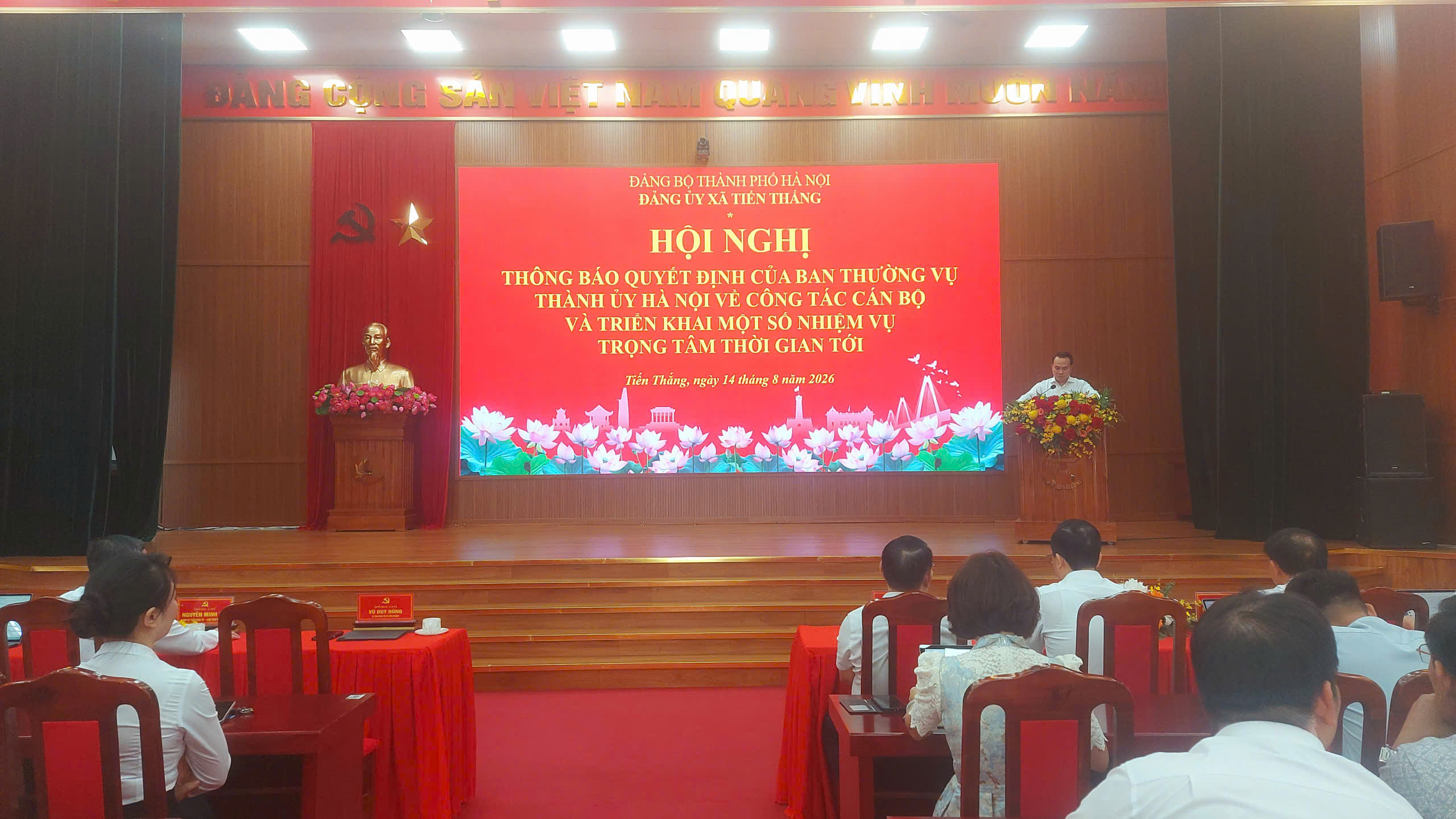 Xã Tiến Thắng thông báo Quyết định của Ban Thường vụ Thành ủy về công tác cán bộ