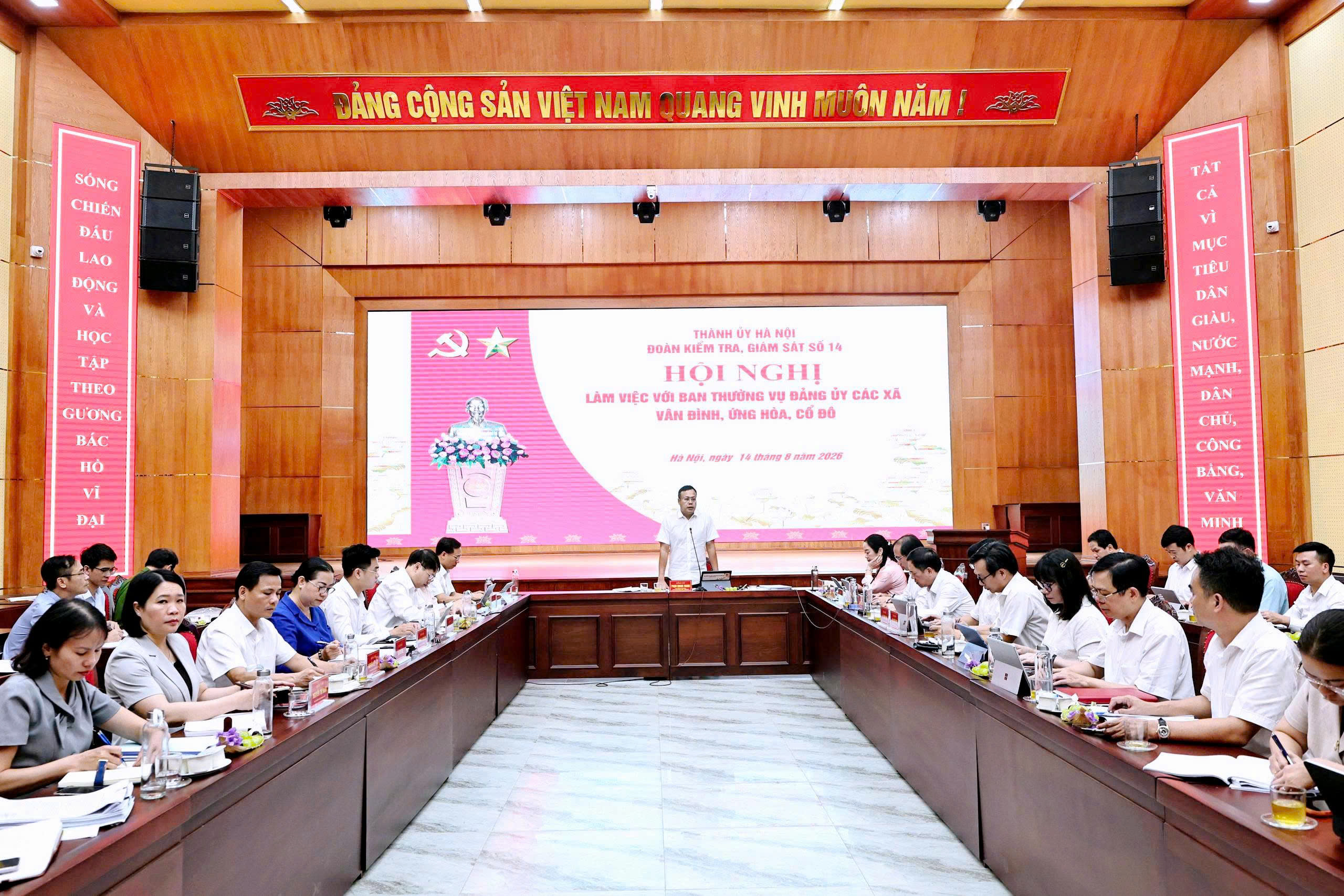Đoàn giám sát số 14 của Ban Thường vụ Thành ủy Hà Nội làm việc với Ban Thường vụ Đảng ủy các xã Vân Đình, Ứng Hòa và Cổ Đô