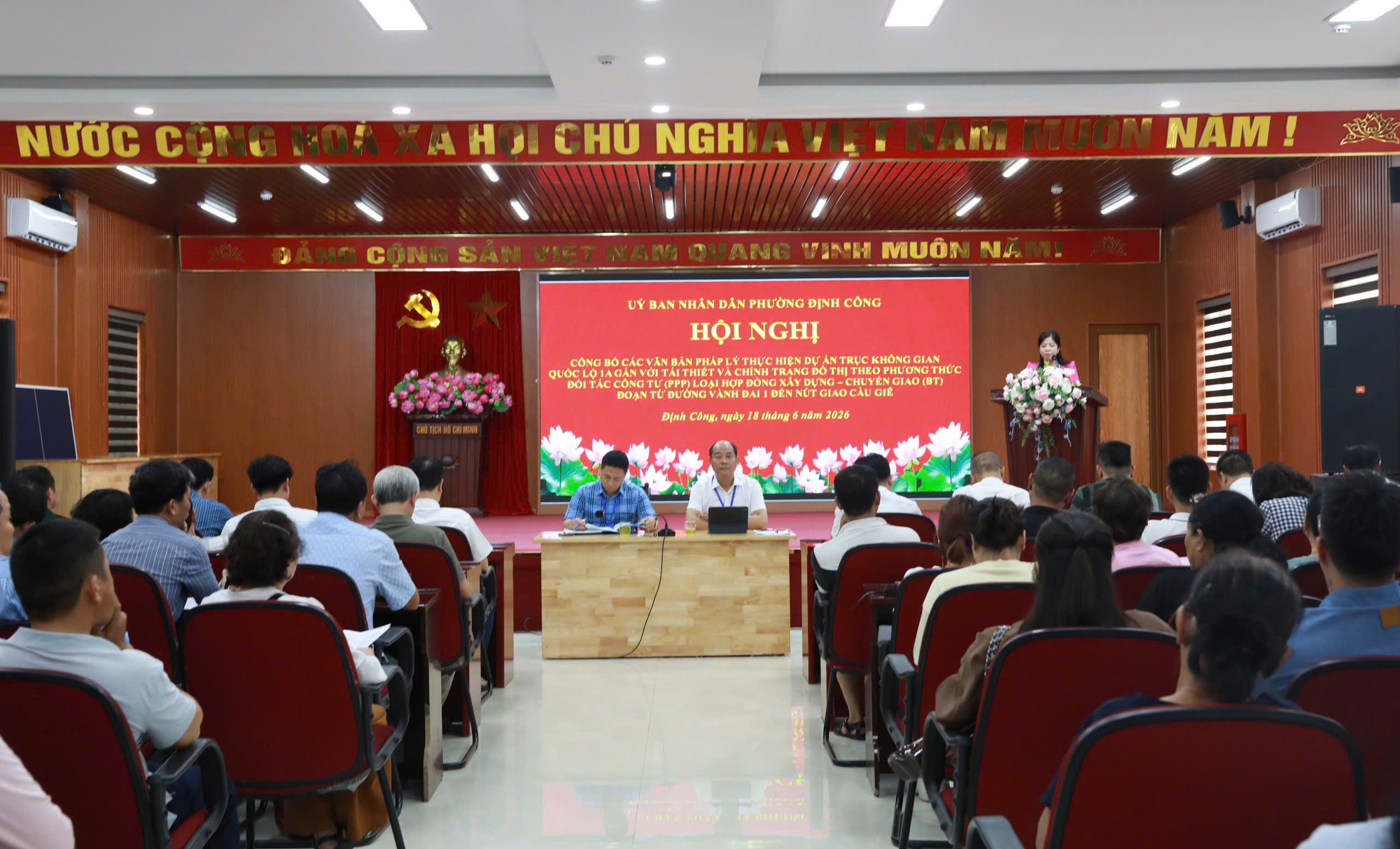 Phường Định Công thông tin về lộ trình giải phóng mặt bằng dự án Trục không gian Quốc lộ 1A