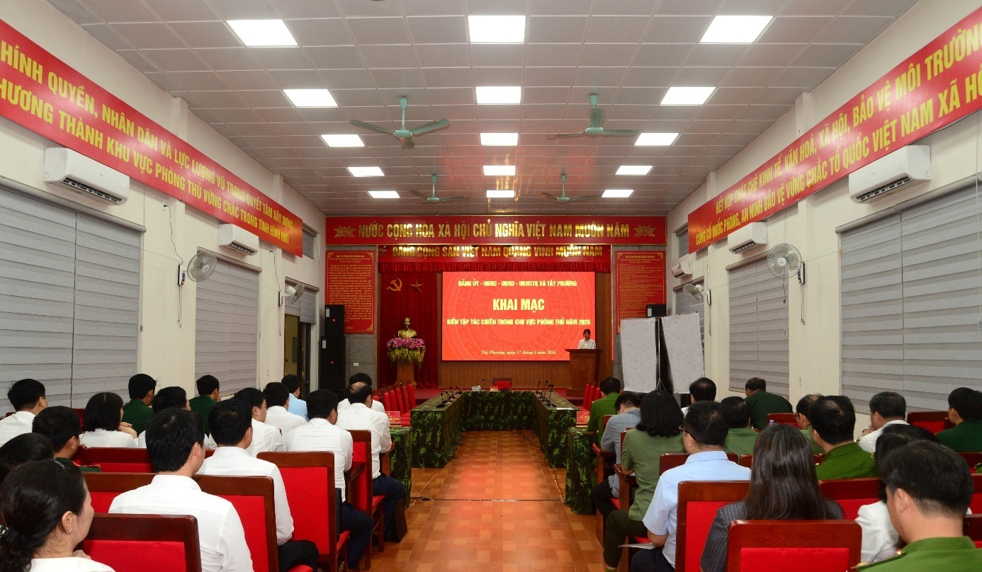 Xã Tây Phương diễn tập tác chiến trong khu vực phòng thủ năm 2026