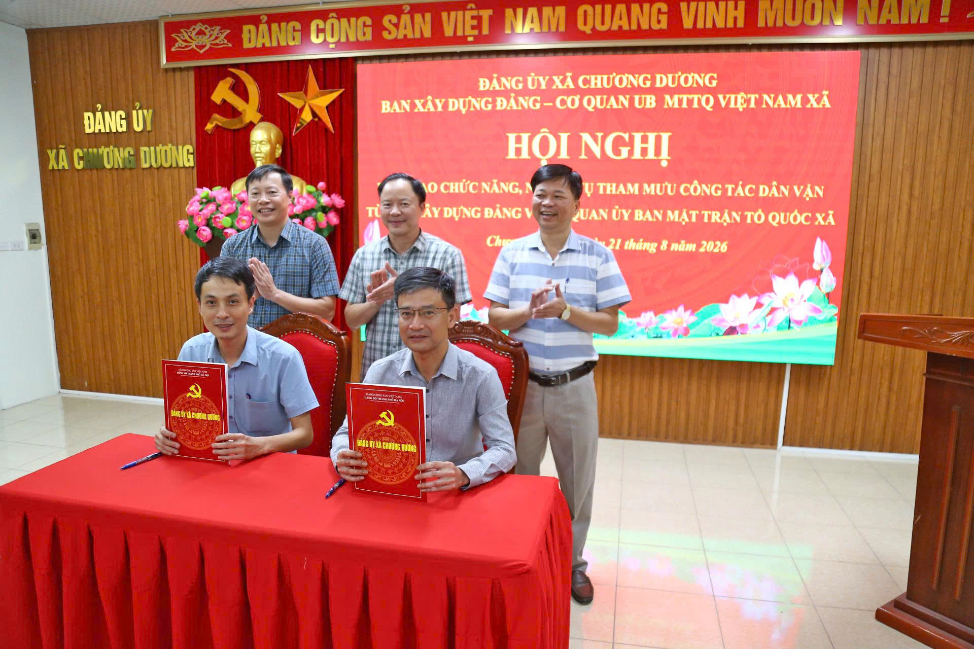 Xã Chương Dương bàn giao nhiệm vụ tham mưu công tác dân vận về Ủy ban MTTQ Việt Nam xã