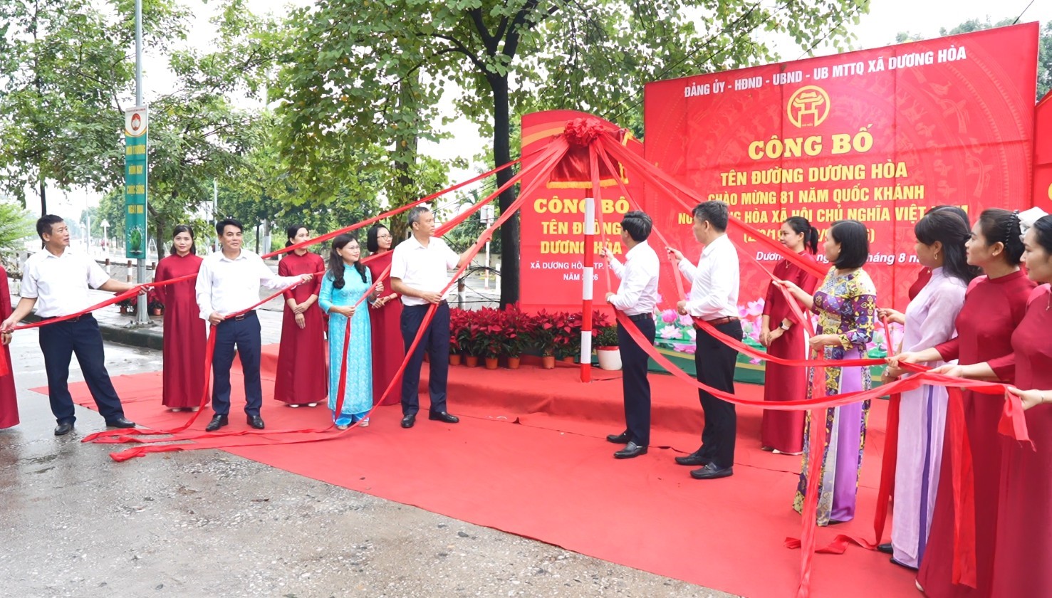 Xã Dương Hòa gắn biển tuyến đường mang tên địa phương, mở dấu mốc phát triển mới