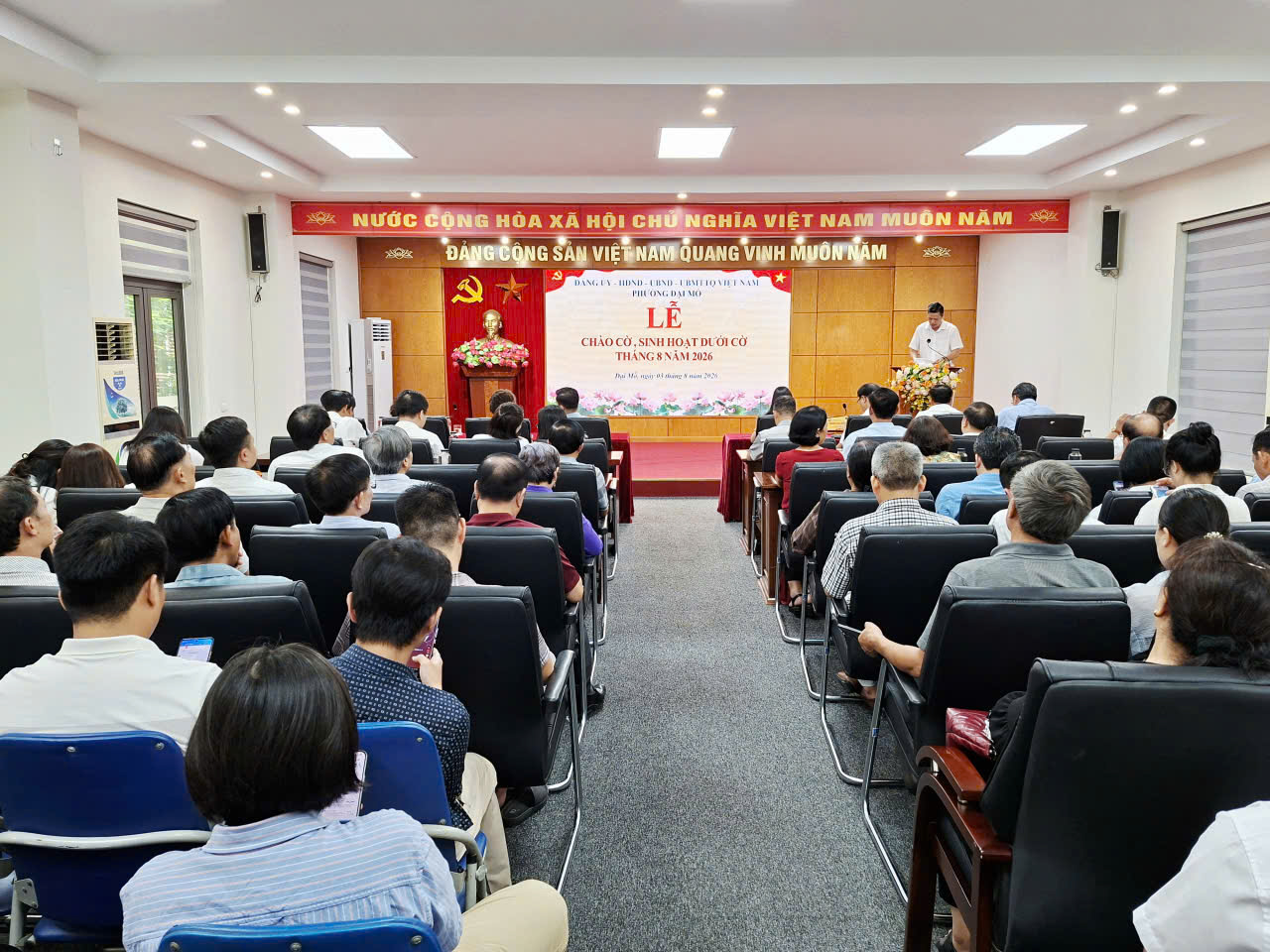 Lễ chào cờ tháng 8-2026: Phường Đại Mỗ quán triệt nhiệm vụ, siết chặt kỷ luật, nâng cao hiệu quả thực thi công vụ