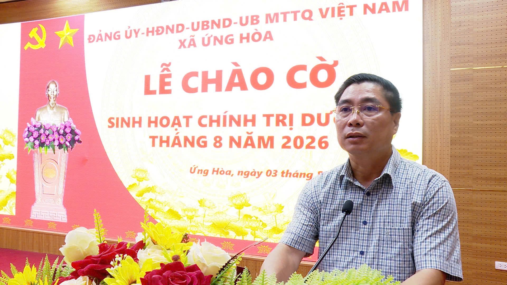 Xã Ứng Hòa tăng tốc hoàn thành mục tiêu năm 2026 từ sinh hoạt chính trị dưới cờ tháng 8