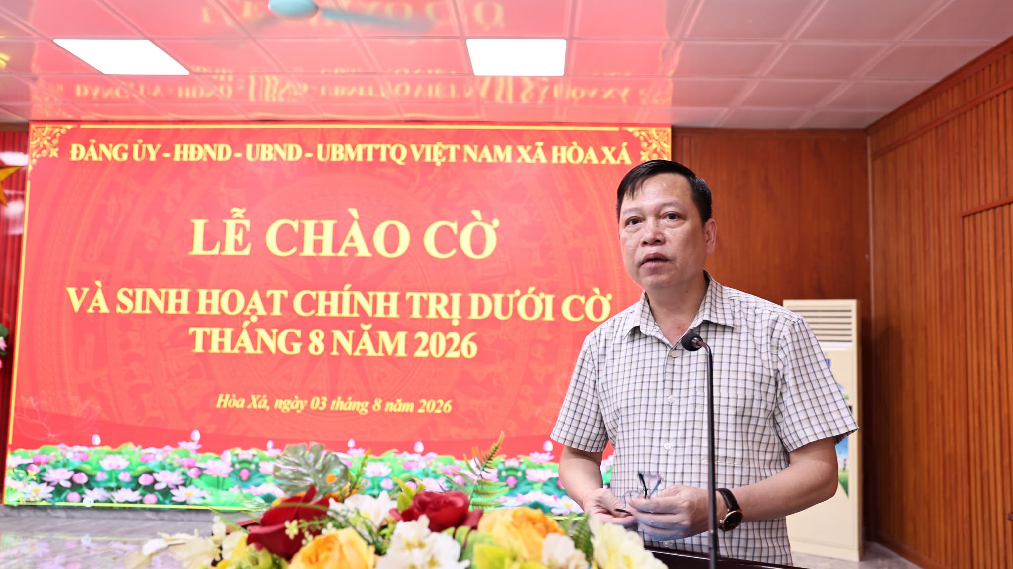 Xã Hòa Xá siết chặt kỷ cương, tăng tốc hoàn thành nhiệm vụ sau Lễ chào cờ tháng 8-2026