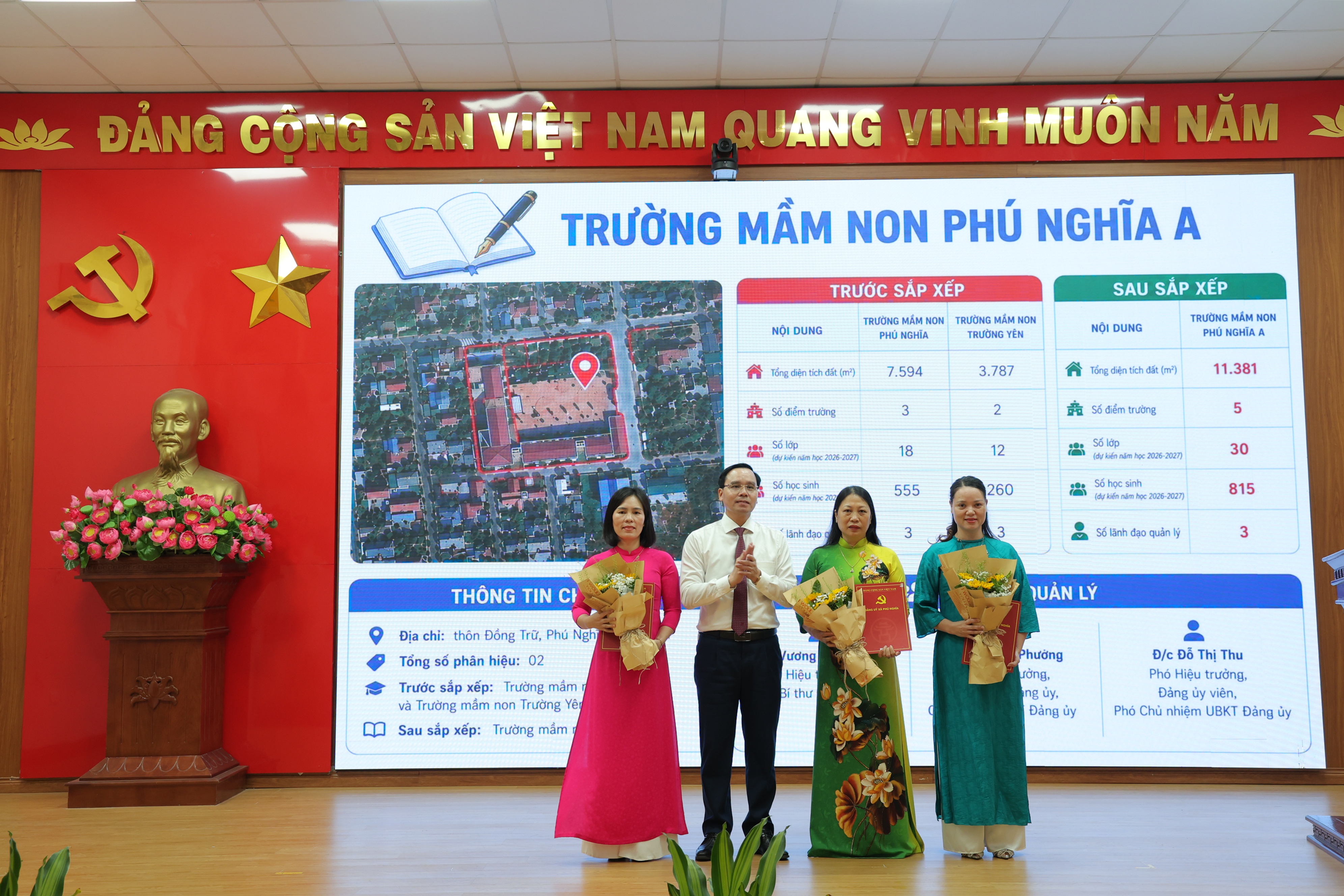 Xã Phú Nghĩa công bố mô hình 8 trường học công lập sau sắp xếp, hoàn thiện tổ chức Đảng và kiện toàn đội ngũ lãnh đạo