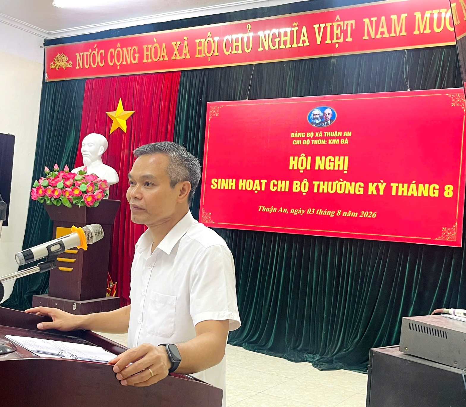 Xã Thuận An tăng cường dự sinh hoạt chi bộ cơ sở, nâng cao năng lực lãnh đạo sau sắp xếp thôn, tổ dân phố