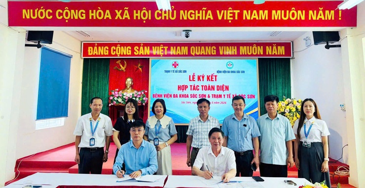 Xã Sóc Sơn tăng cường liên kết y tế cơ sở, ký kết hợp tác toàn diện với Bệnh viện Đa khoa Sóc Sơn