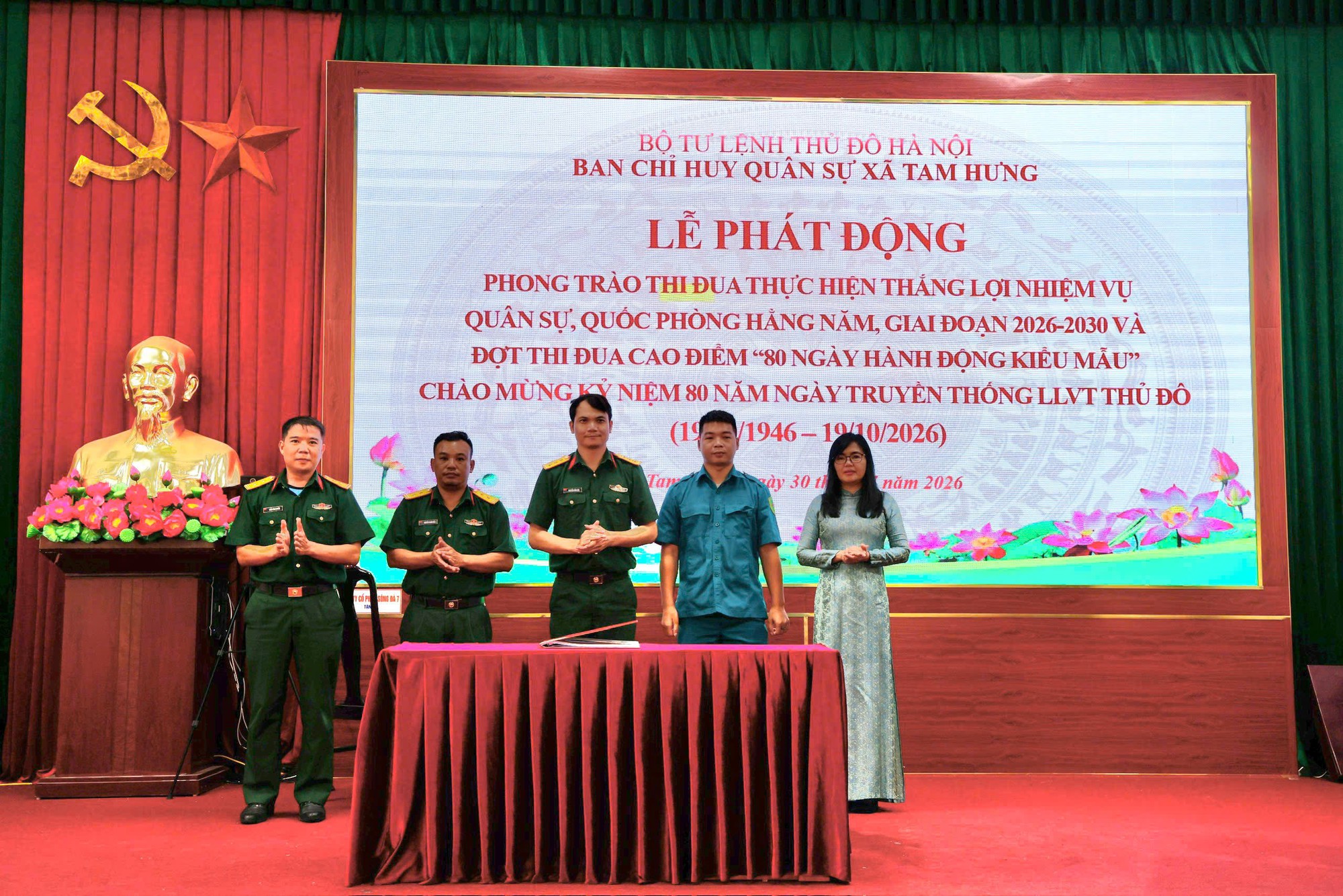 Xã Tam Hưng phát động phong trào thi đua Quyết thắng, tạo khí thế mới trong thực hiện nhiệm vụ quân sự, quốc phòng