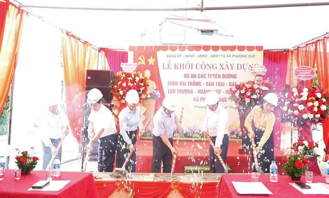 Xã Phượng Dực khởi công đồng loạt 7 dự án giao thông, tạo động lực hoàn thiện hạ tầng và phát triển bền vững