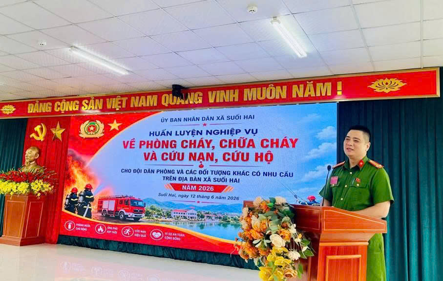 Xã Suối Hai nâng cao năng lực lực lượng dân phòng qua huấn luyện nghiệp vụ phòng cháy, chữa chácháy và cứu nạn, cứu hộ