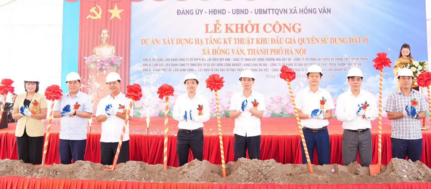 Xã Hồng Vân khởi công công trình xây dựng hạ tầng kỹ thuật khu đấu giá quyền sử dụng đất ở với quy mô khoảng 6,44ha