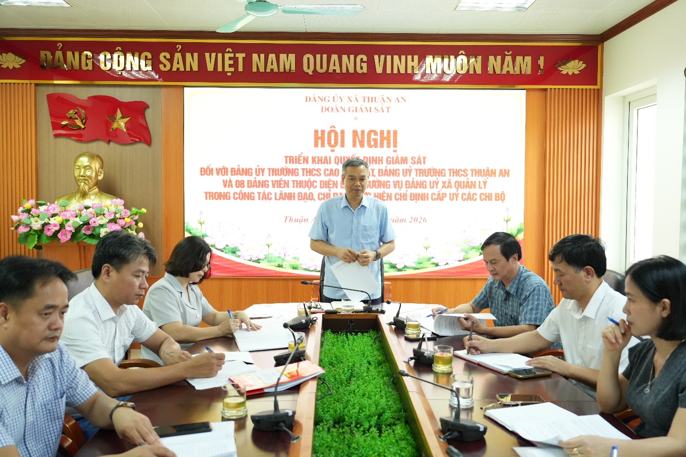 Đảng ủy xã Thuận An giám sát Đảng bộ trường THCS sau sắp xếp các cơ sở giáo dục công lập