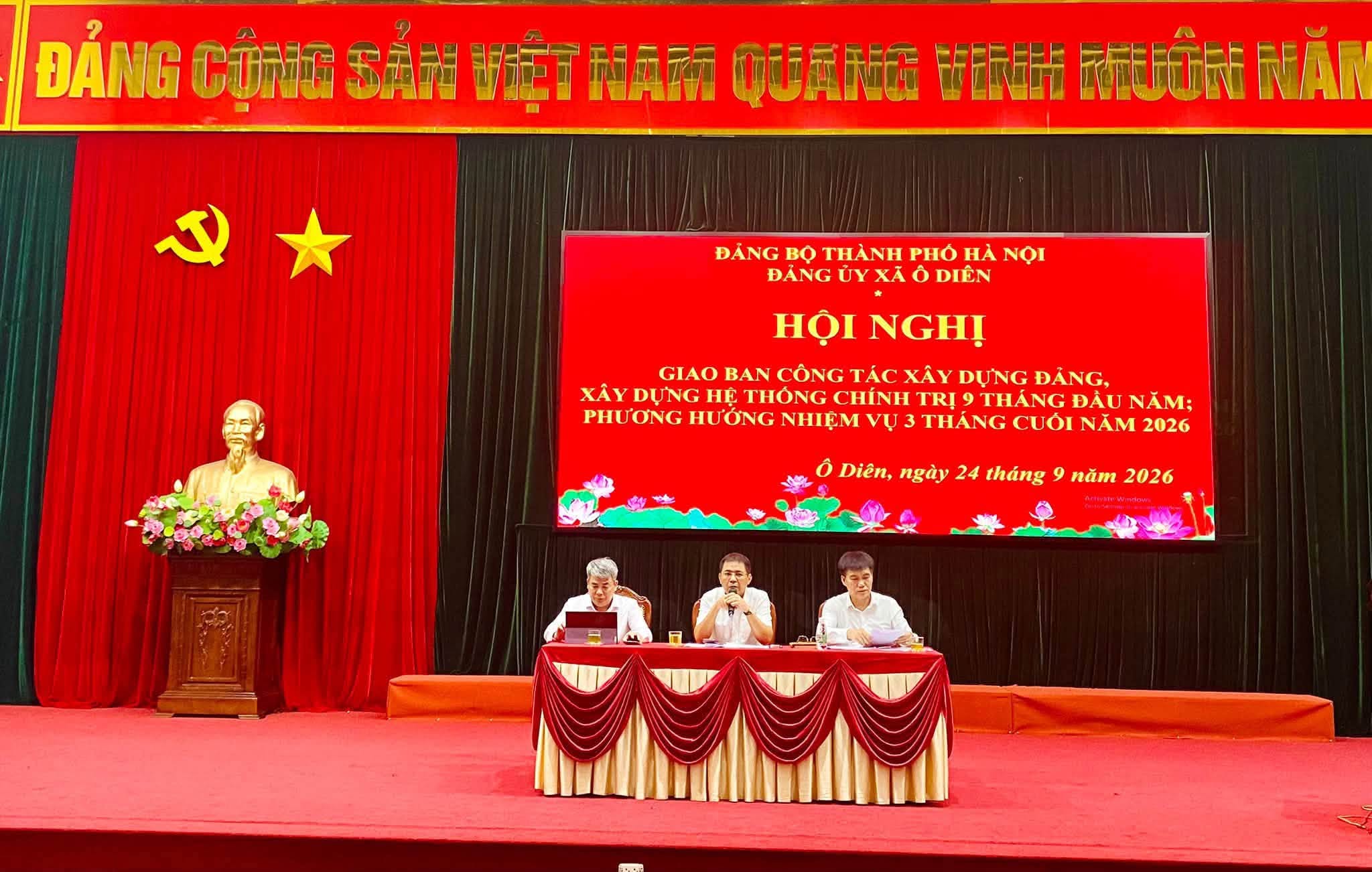 Xã Ô Diên: Giao ban công tác xây dựng Đảng, xây dựng hệ thống chính trị 9 tháng đầu năm 2026