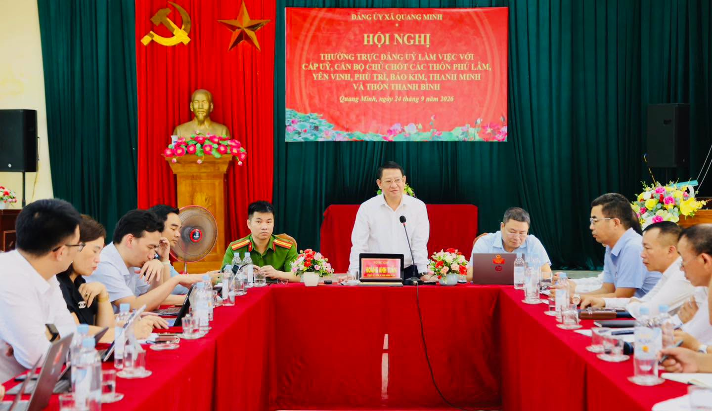Đảng ủy xã Quang Minh làm việc với 6 thôn, lắng nghe cơ sở, nâng cao hiệu quả lãnh đạo, chỉ đạo