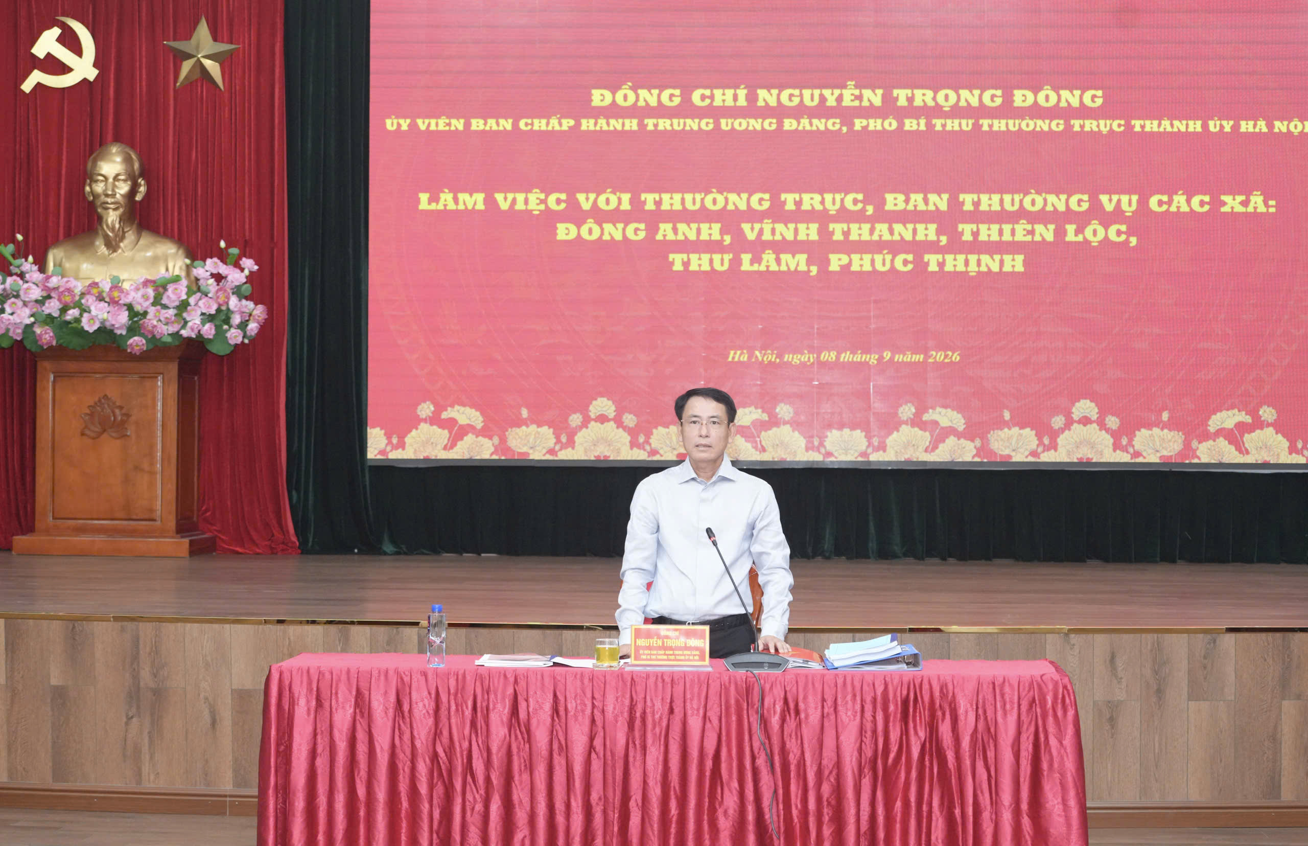 Phó Bí thư Thường trực Thành ủy Hà Nội Nguyễn Trọng Đông làm việc với Thường trực, Ban Thường vụ 5 xã
