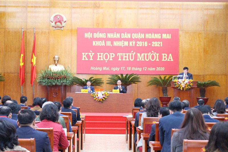 Quang cảnh kỳ họp thứ 13, HĐND quận Hoàng Mai khóa III