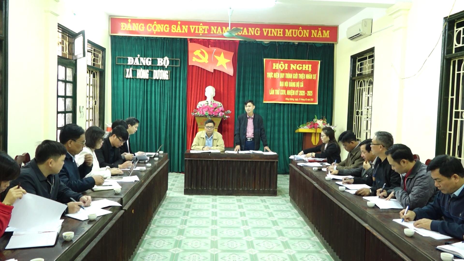 Tổ công tác chỉ đạo Đại hội số 1 của Huyện ủy làm việc tại xã Hồng Dương