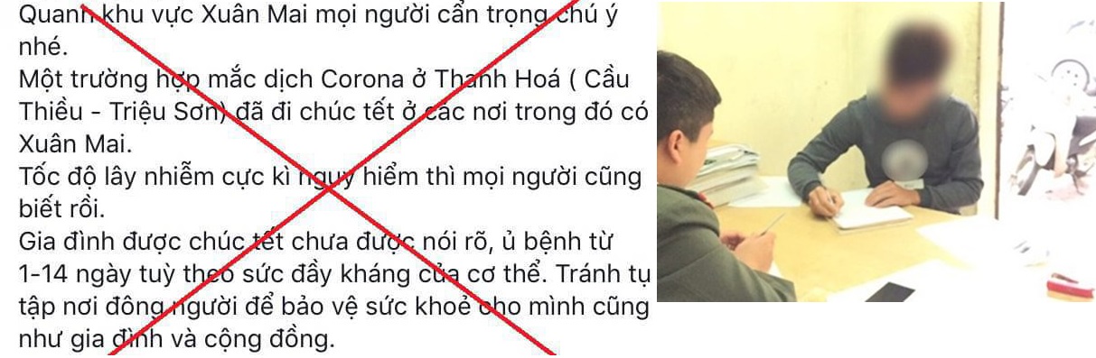 Ảnh: Nguyễn V.N bị xử phạt về hành vi tung tin sai sự thật trên mạng xã hội Facebook.