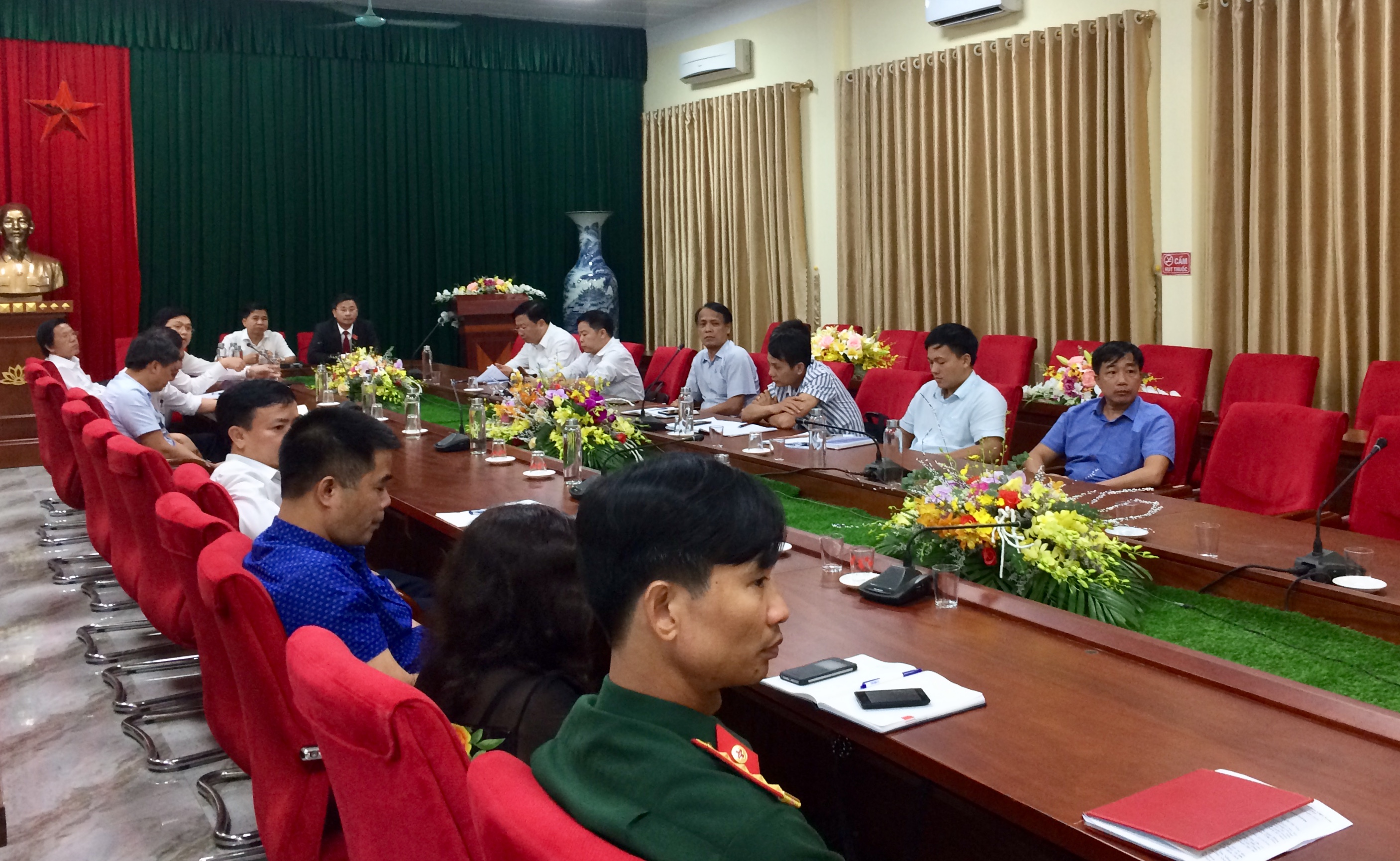 Ban Chỉ đạo phòng chống dịch Covid-19 của Huyện dự hội nghị họp trực tuyến với Ban Chỉ đạo thành phố Hà Nội