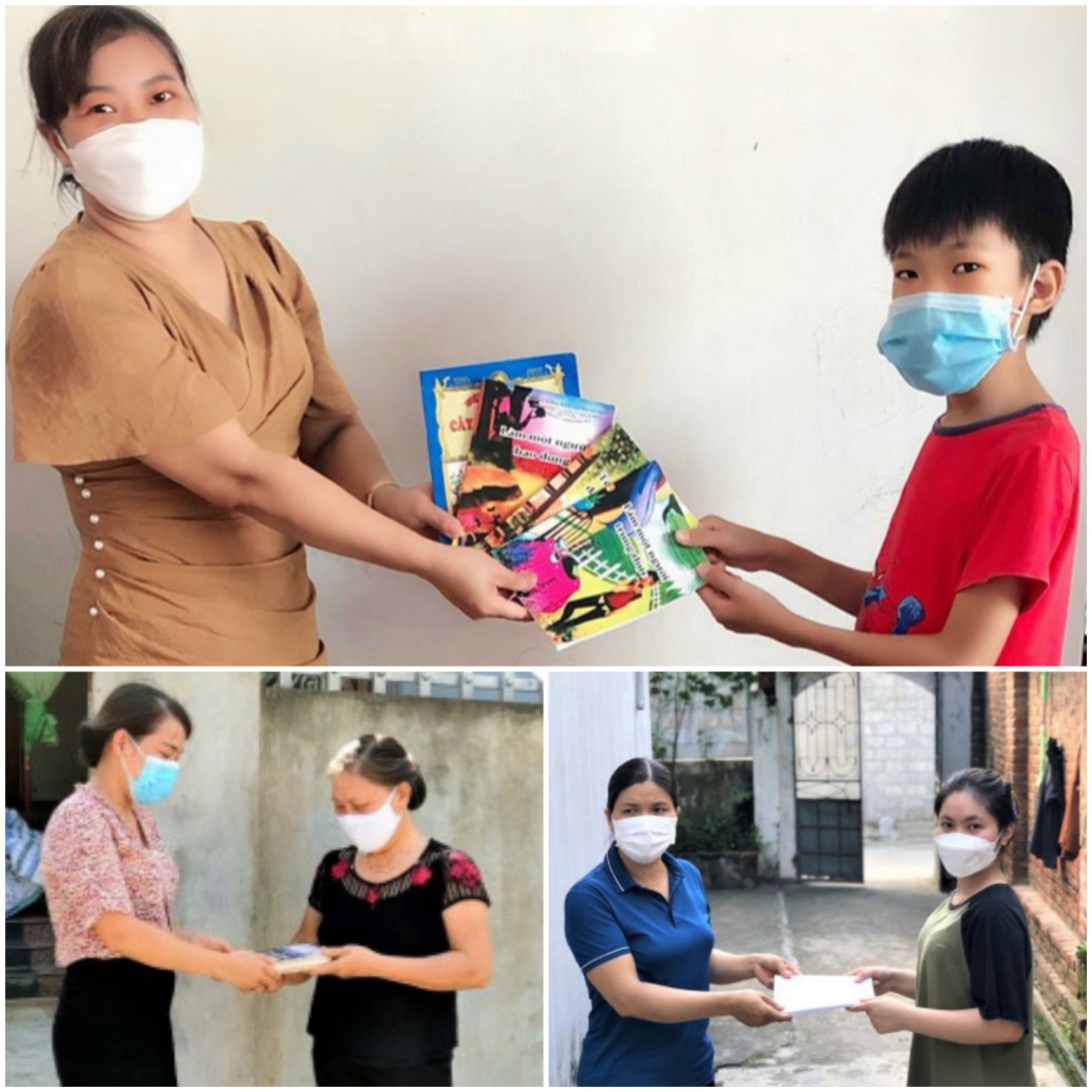Các cuốn sách được các tình nguyện viên của các chi hội phụ nữ cơ sở trao đến tận tay các hộ gia đình
