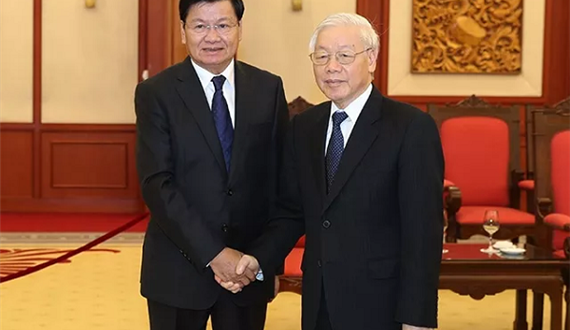 Tổng Bí thư Nguyễn Phú Trọng, Thủ tướng Nguyễn Xuân Phúc tiếp Thủ tướng Lào Thoong-lun Xi-xu-lít đến dự Lễ tang nguyên Tổng Bí thư Đỗ Mười