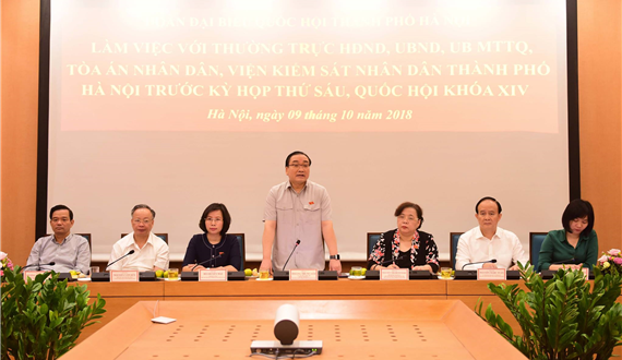 Đoàn đại biểu Quốc hội thành phố Hà Nội làm việc với các cơ quan Thành phố trước kỳ họp thứ sáu