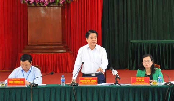 Chủ tịch UBND Thành Phố Nguyễn Đức Chung làm việc với huyện Thanh Oai