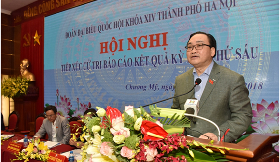 Bí thư Thành ủy Hà Nội Hoàng Trung Hải tiếp xúc với cử tri 2 huyện Chương Mỹ, Quốc Oai