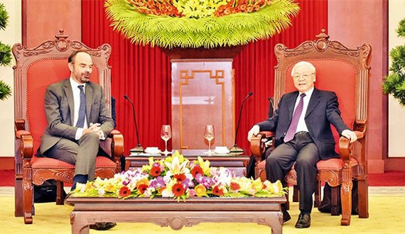 Tổng Bí thư, Chủ tịch nước Nguyễn Phú Trọng tiếp; Thủ tướng Nguyễn Xuân Phúc đón, hội đàm; Chủ tịch Quốc hội Nguyễn Thị Kim Ngân tiếp Thủ tướng Pháp Ê.Phi-líp