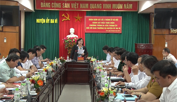Phó Bí thư Thành ủy Nguyễn Thị Bích Ngọc: Kiểm tra thực hiện Chương trình 04 – Ctr/TU tại huyện ủy Ba Vì