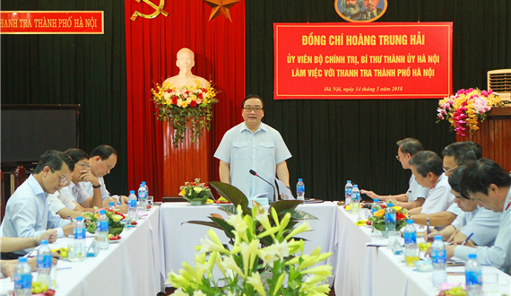 Bí thư Thành ủy Hà Nội Hoàng Trung Hải làm việc với Thanh tra Thành phố