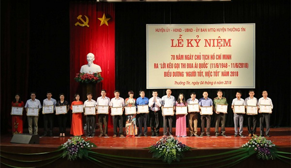 Huyện Thường Tín: Kỷ niệm 70 năm Ngày Chủ tịch Hồ Chí Minh ra “Lời kêu gọi thi đua ái quốc” và biểu dương “Người tốt, việc tốt”