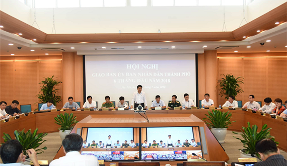 UBND thành phố Hà Nội tổ chức Hội nghị trực tuyến đánh giá kết quả công tác 6 tháng đầu năm 2018
