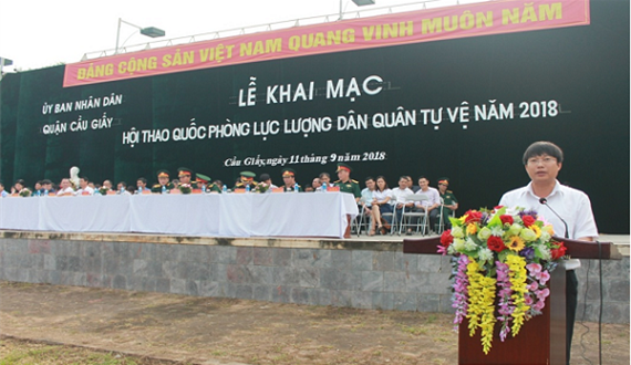 Quận Cầu Giấy khai mạc Hội thao quốc phòng lực lượng dân quân tự vệ năm 2018