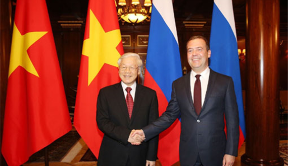 Tổng Bí thư Nguyễn Phú Trọng hội kiến Thủ tướng LB Nga D.Medvedev