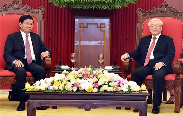 Tổng Bí thư, Chủ tịch nước Nguyễn Phú Trọng tiếp; Thủ tướng Nguyễn Xuân Phúc đón, hội đàm với Thủ tướng Lào Thoong-lun Xi-xu-lít