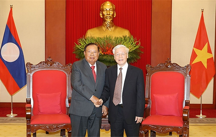 Tổng Bí thư, Chủ tịch nước Nguyễn Phú Trọng tiếp; Chủ tịch Quốc hội Nguyễn Thị Kim Ngân hội kiến Tổng Bí thư, Chủ tịch nước Lào Bun-nhăng Vo-la-chít