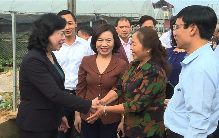 Phó Bí thư Thường trực Thành ủy Ngô Thị Thanh Hằng kiểm tra việc thực hiện Chương trình số 02-CTr/TU tại huyện Phúc Thọ