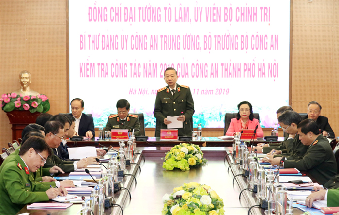 Bộ trưởng Bộ Công an kiểm tra kết quả công tác năm 2019 tại Công an thành phố Hà Nội