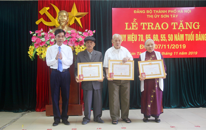 136 đảng viên thị xã Sơn Tây được trao tặng Huy hiệu Đảng đợt 7-11