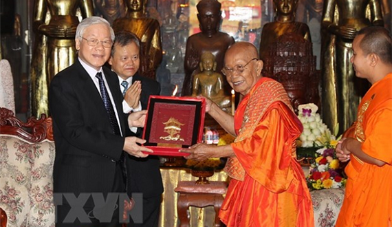 Tổng Bí thư, Chủ tịch nước thăm Đại tăng thống Tep Vong