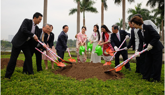 Thành phố Hà Nội tiếp nhận cây hoa anh đào từ Hiệp hội Hoa anh đào Nhật Bản