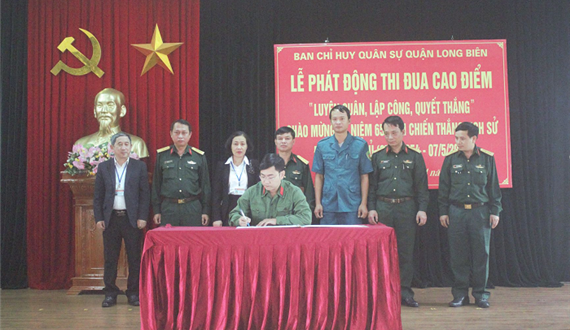Ban Chỉ huy Quân sự quận Long Biên phát động thi đua cao điểm “Luyện quân, lập công, quyết thắng”