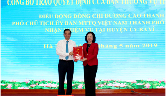 Đồng chí Dương Cao Thanh làm Bí thư Huyện ủy Ba Vì