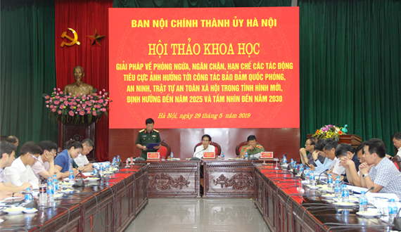 Giải pháp về phòng ngừa, ngăn chặn, hạn chế  các tác động tiêu cực ảnh hưởng tới công tác đảm bảo quốc phòng, an ninh,  trật tự an toàn xã hội của Thủ đô Hà Nội trong tình hình mới;  định hướng đến năm 2025 và tầm nhìn đến năm 2030