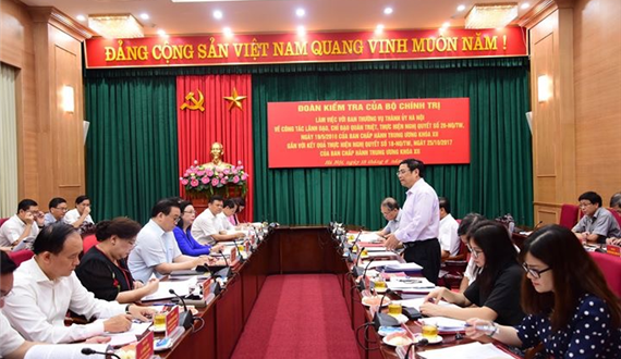 Đoàn kiểm tra của Bộ Chính trị làm việc với Hà Nội về công tác cán bộ và tổ chức bộ máy
