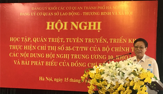 Đảng ủy Sở Lao động – thương binh và xã hội học tập, quán triệt Chỉ thị 35-CT/TW của Bộ Chính trị